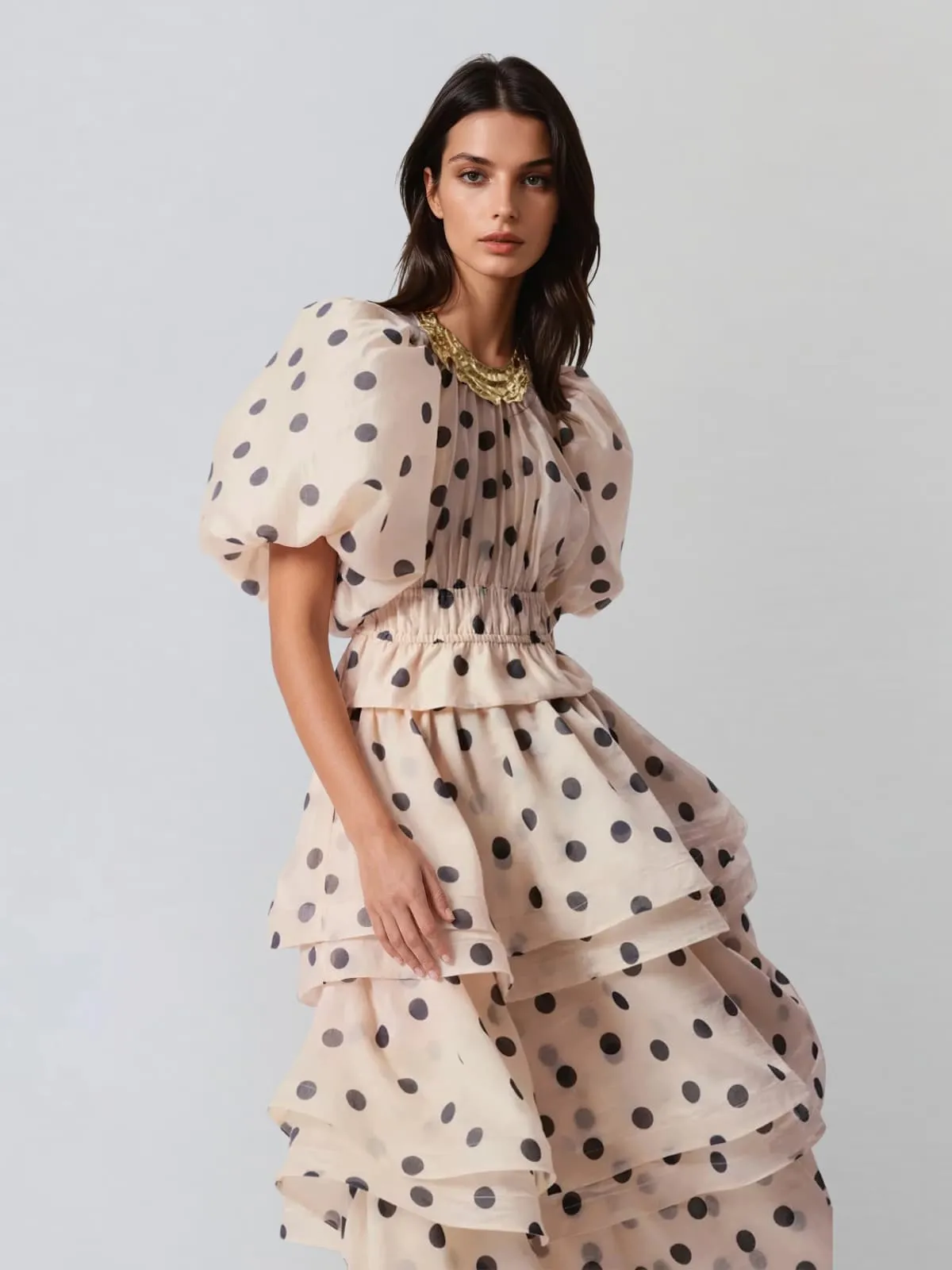 Brelix Puff Sleeve Dot Ruffle Skirt Set sold by Mew Mews product image thumbnail 3