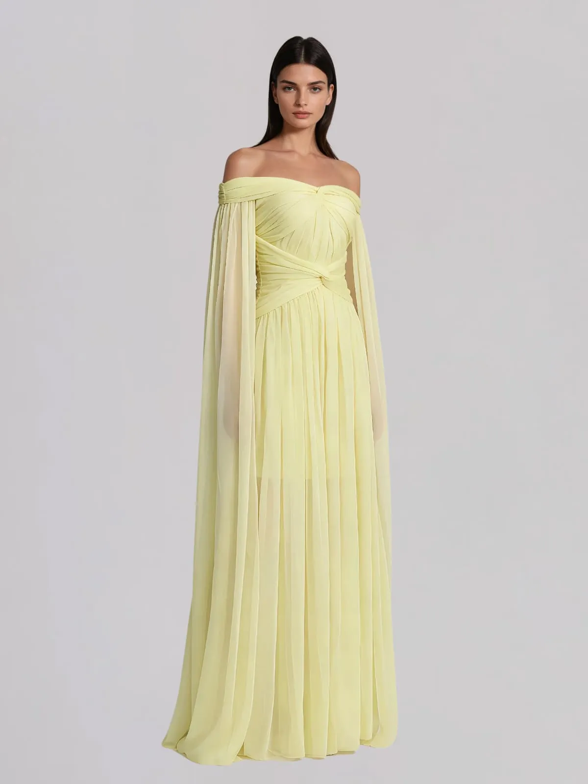 Lirak Off Shoulder Twisted Ruched Maxi Dress sold by Mew Mews