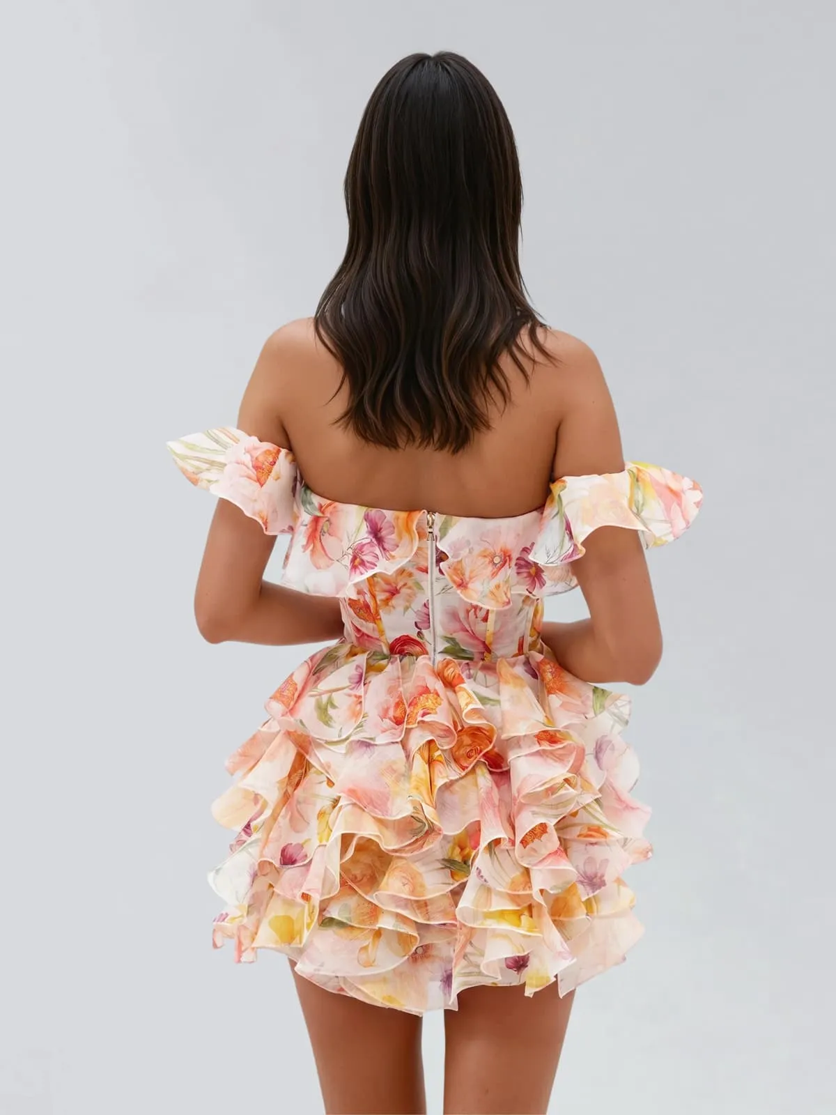 Ivaron Off Shoulder Floral Ruffle Mini Dress sold by Mew Mews product image thumbnail 4