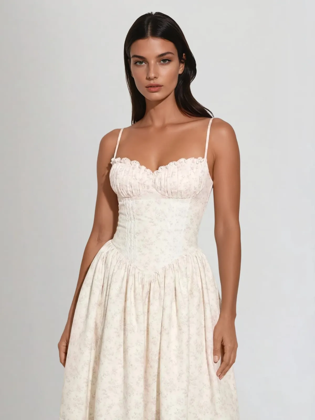 Hestor Spaghetti Lace Up Floral Midi Dress sold by Mew Mews product image thumbnail 3