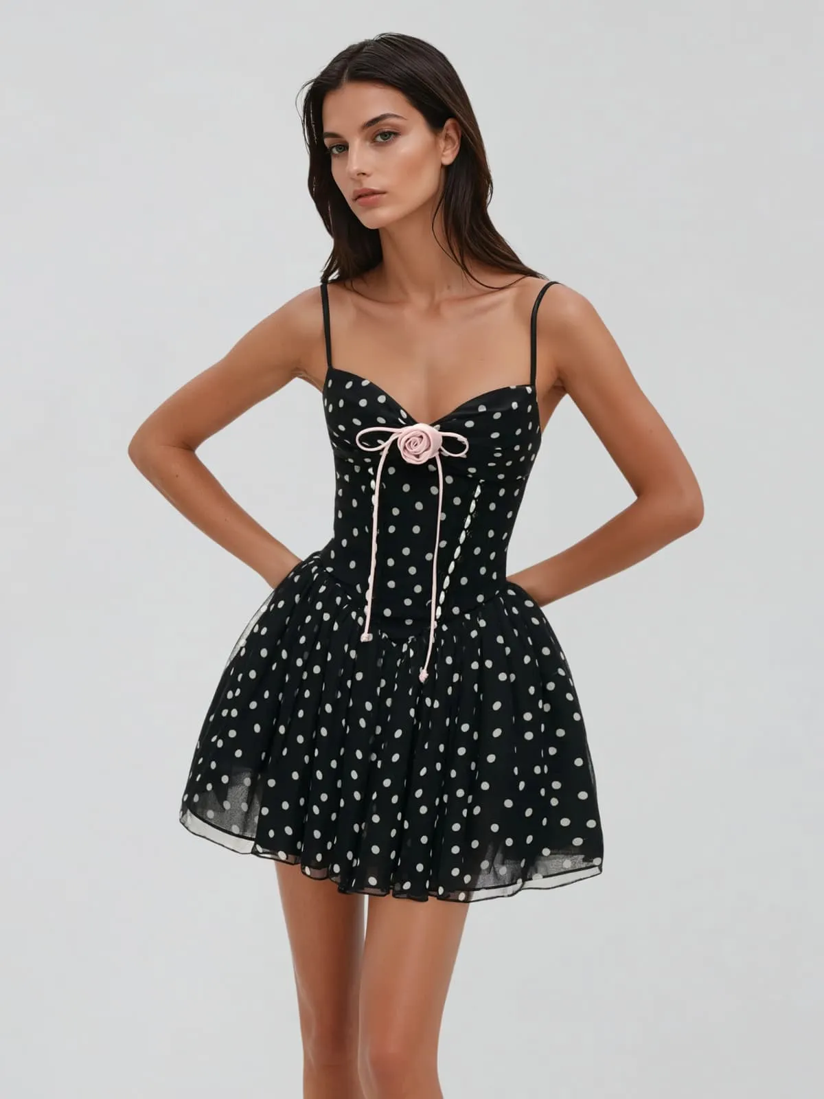 Gavril Spaghetti Dot Flower Mini Dress sold by Mew Mews product image thumbnail 2