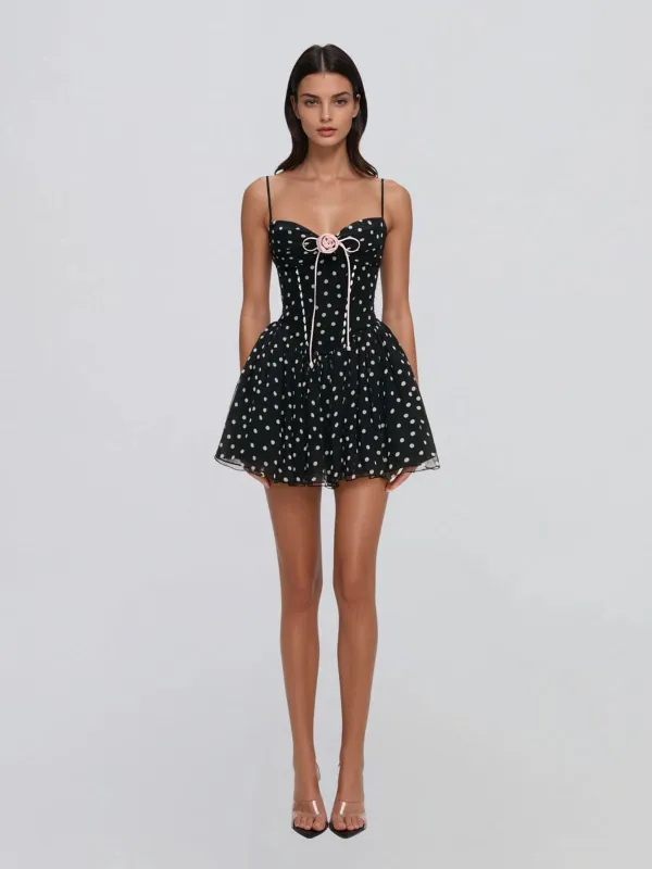 Gavril Spaghetti Dot Flower Mini Dress made by Mew Mews
