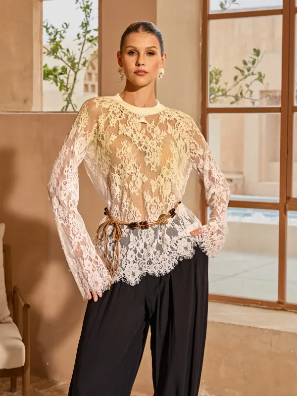 Axenquil Long Sleeve Lace Top made by Mew Mews