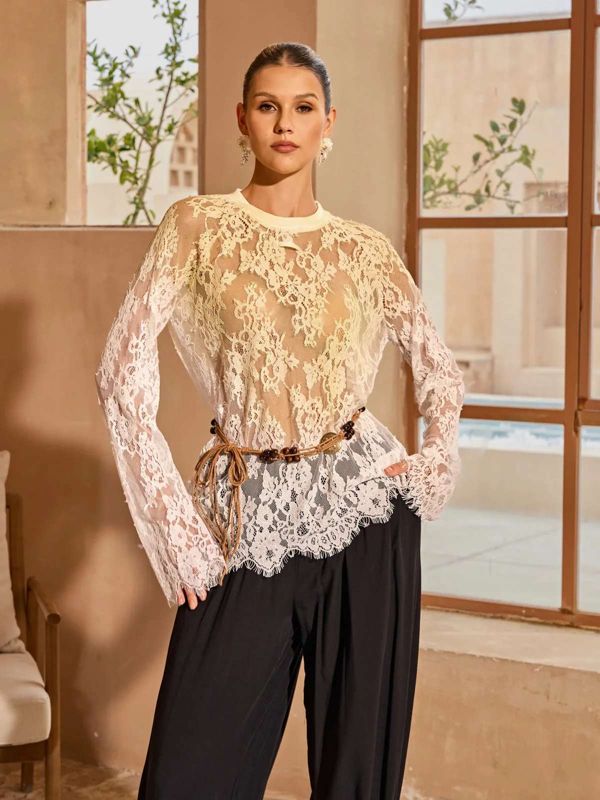 Axenquil Long Sleeve Lace Top sold by Mew Mews