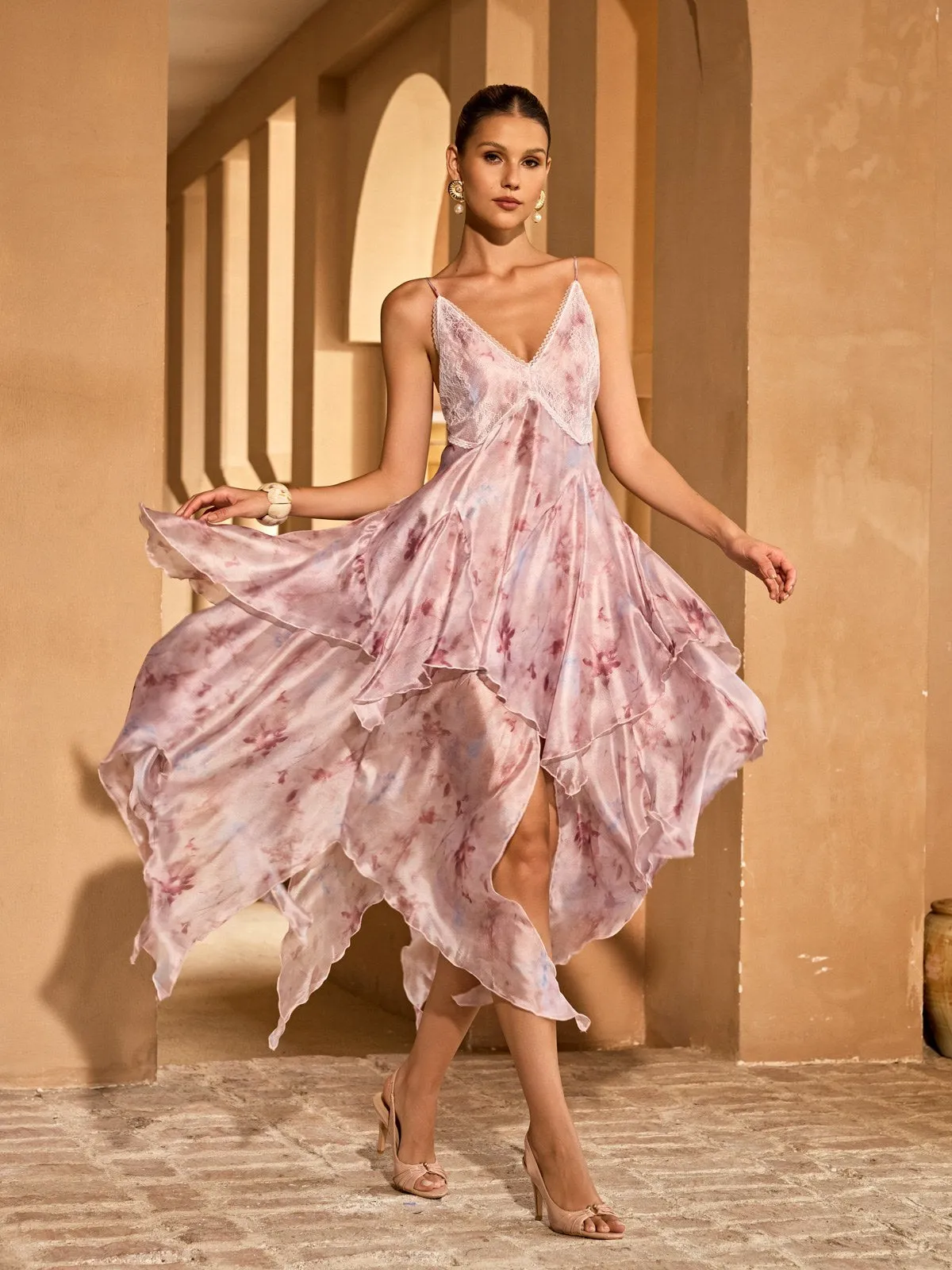 Raxon Open Back Floral Ruffle Midi Dress sold by Mew Mews product image thumbnail 2