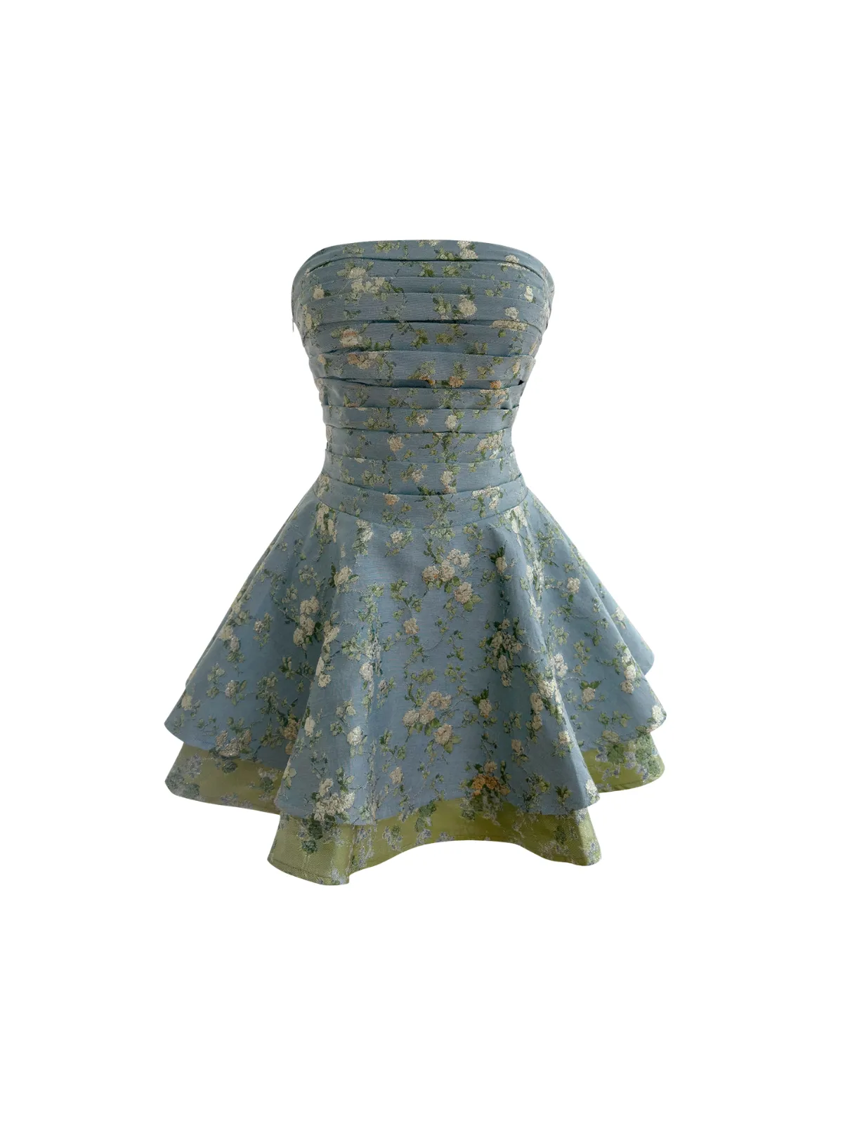 Eluvyra Strapless Floral Lace Up Mini Dress sold by Mew Mews product image thumbnail 4