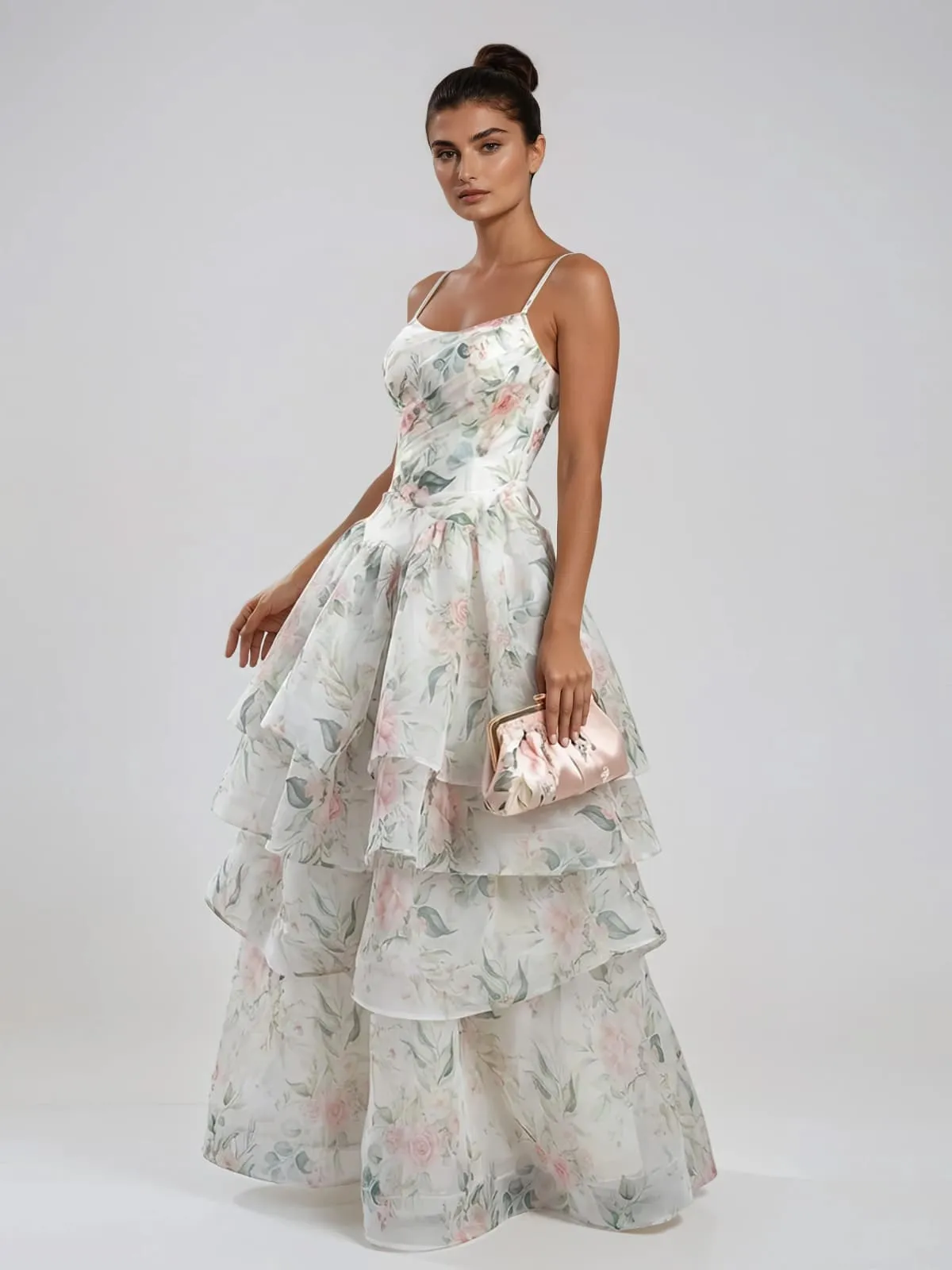 Fyraxen Spaghetti Floral Tiered Maxi Dress sold by Mew Mews product image thumbnail 2