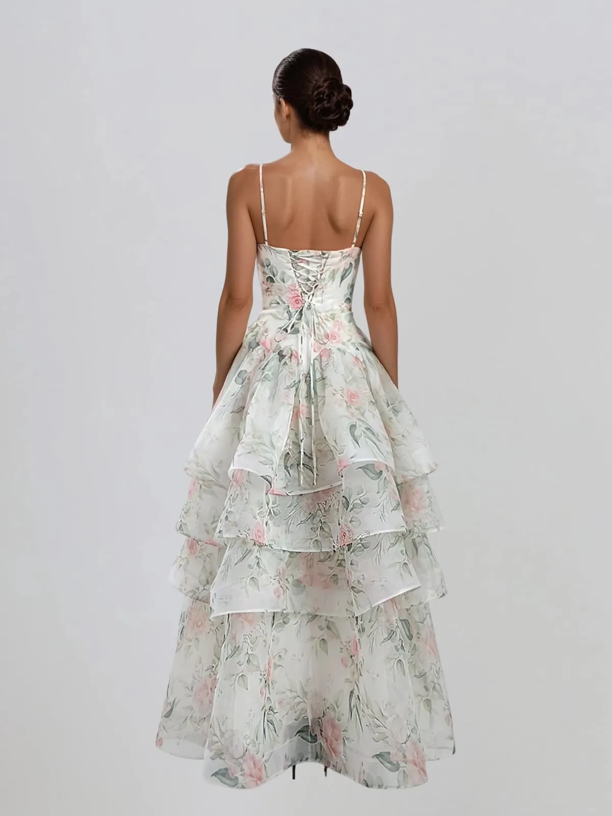 Fyraxen Spaghetti Floral Tiered Maxi Dress sold by Mew Mews product image thumbnail 4