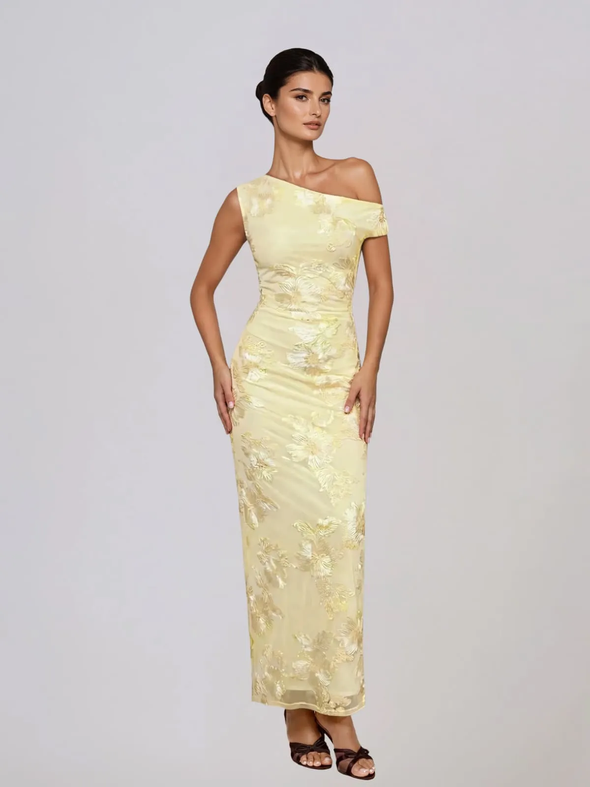 Zryne One Shoulder Flower Maxi Dress sold by Mew Mews product image thumbnail 2