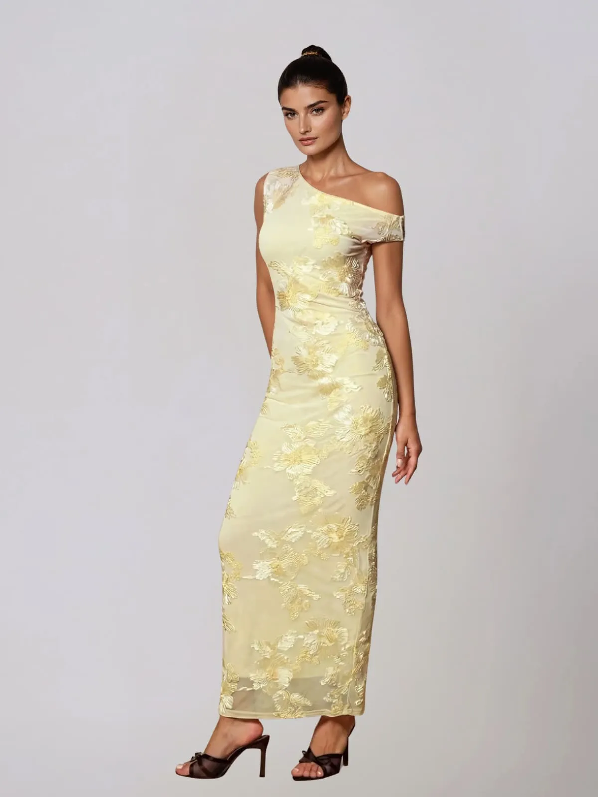 Zryne One Shoulder Flower Maxi Dress sold by Mew Mews product image thumbnail 3