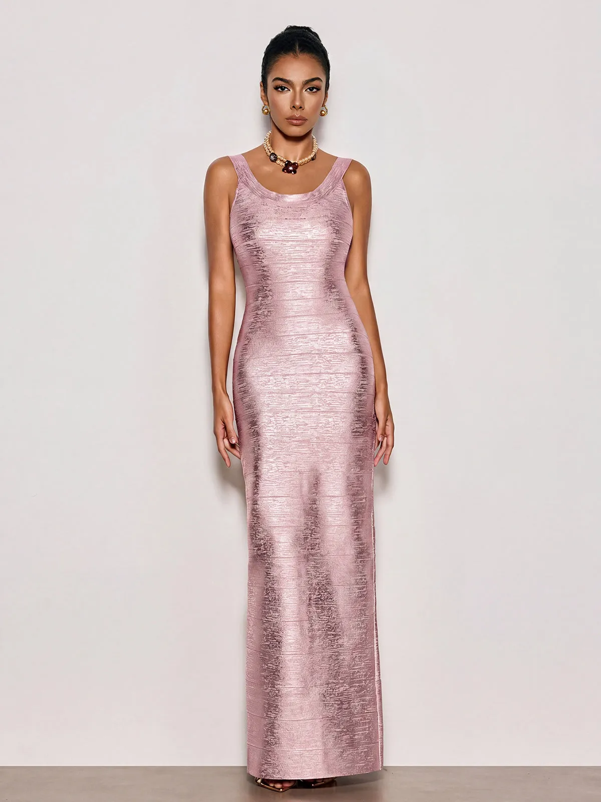 Ravixor U Neck Bandage Maxi Dress In Pink sold by Mew Mews product image thumbnail 2