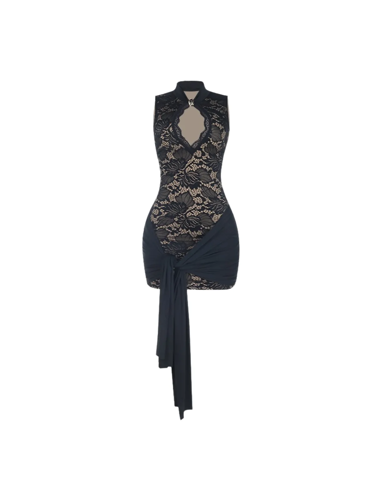 Eustace Cutout Lace Mini Dress In Black sold by Mew Mews product image thumbnail 4