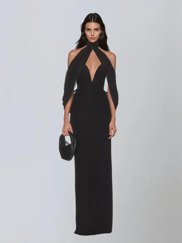 Havorix Halterneck Cutout Maxi Dress made by Mew Mews