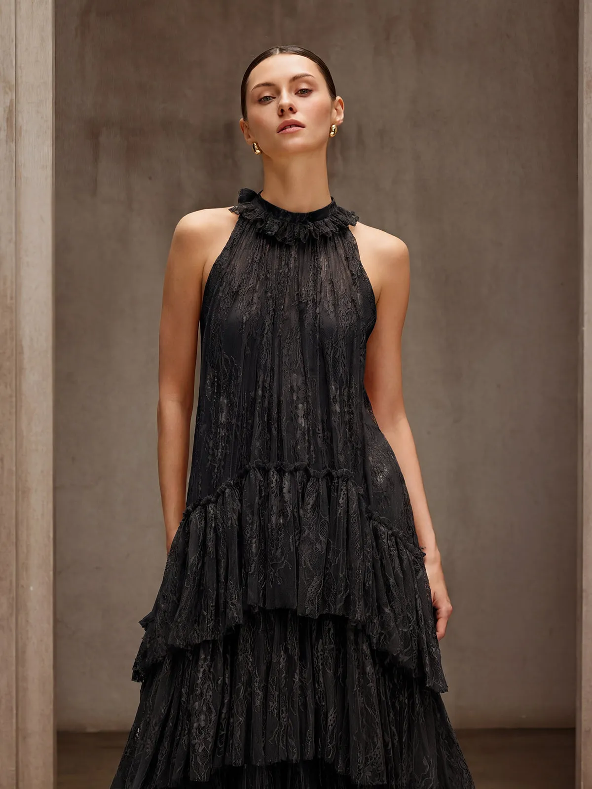 Dyan Halterneck Tulle Maxi Dress In Black sold by Mew Mews product image thumbnail 5