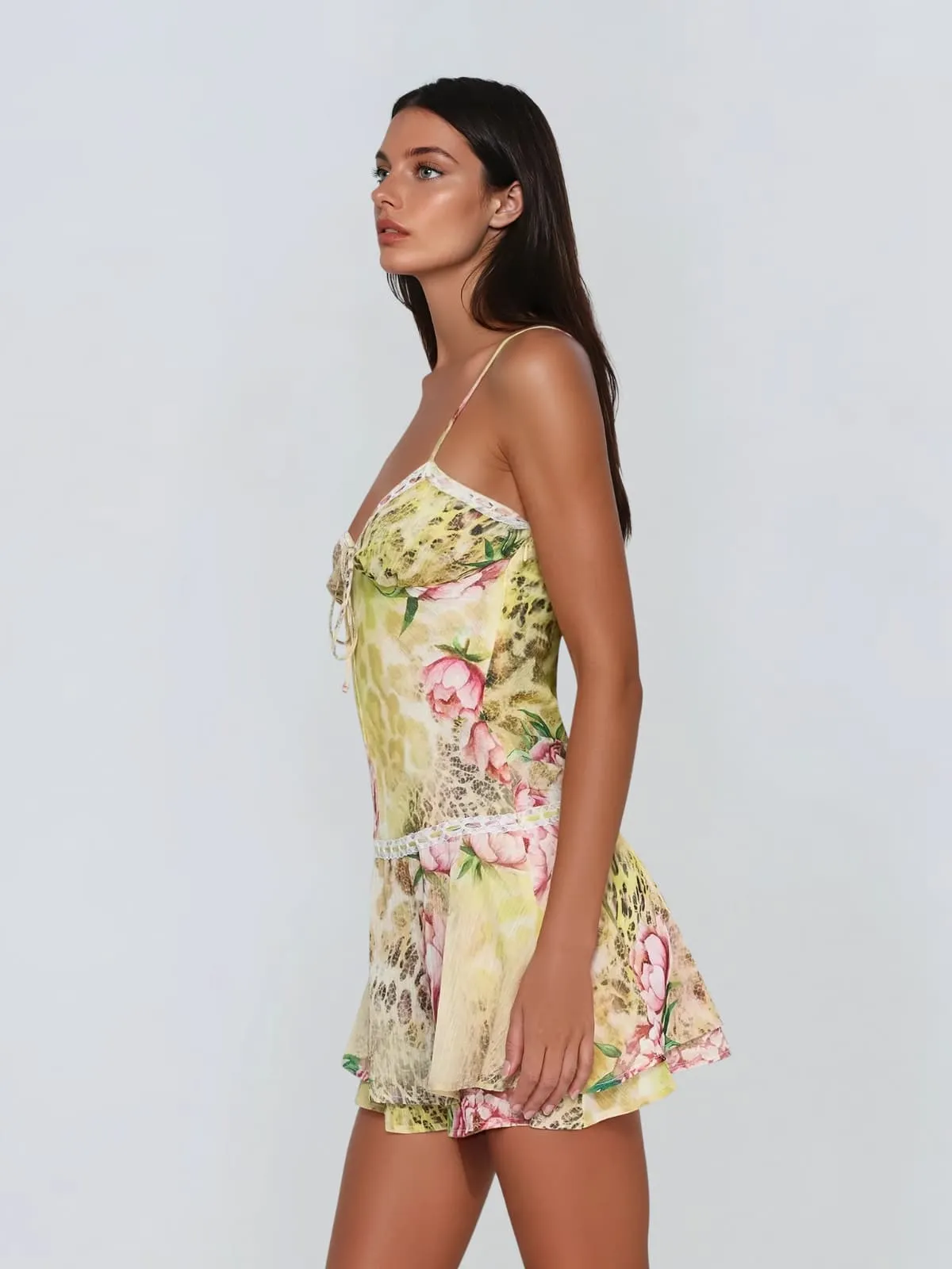 Beryndal Spaghetti Floral Mini Dress sold by Mew Mews product image thumbnail 3