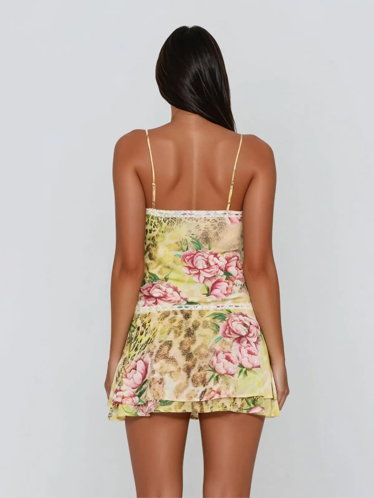 Beryndal Spaghetti Floral Mini Dress sold by Mew Mews product image thumbnail 4