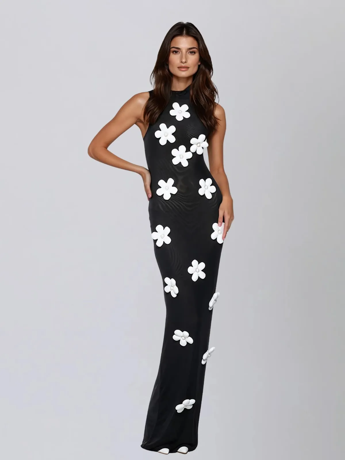 Vaelox Halterneck Flower Maxi Dress sold by Mew Mews