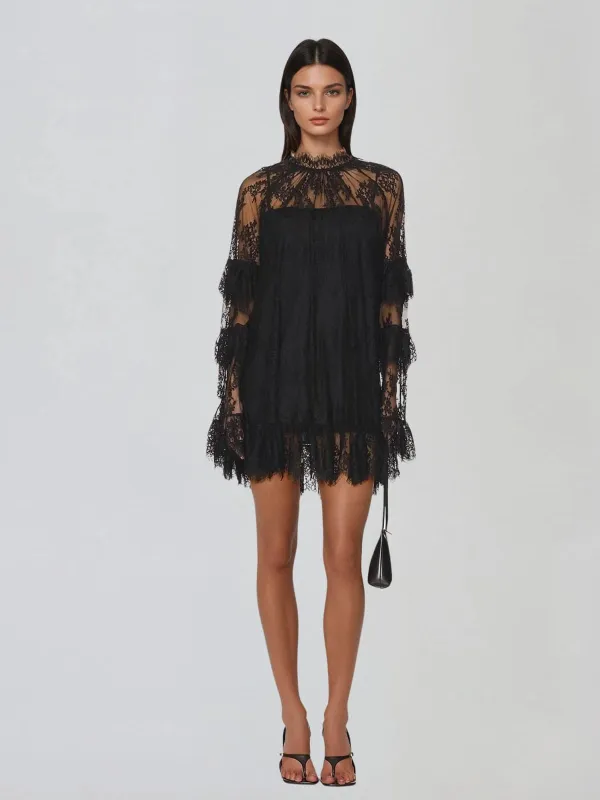 Xorinex Long Sleeve Lace Mini Dress made by Mew Mews