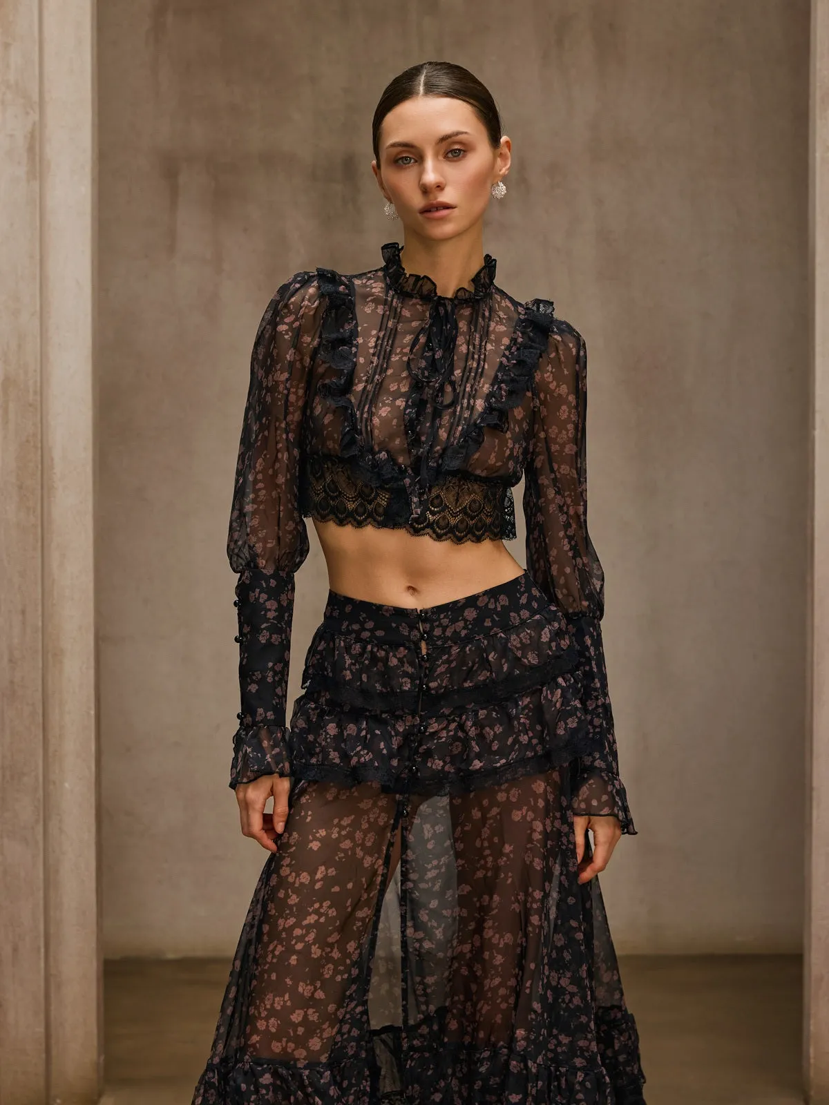 Uvionyx Ruffle Floral Split Skirt Set sold by Mew Mews product image thumbnail 4