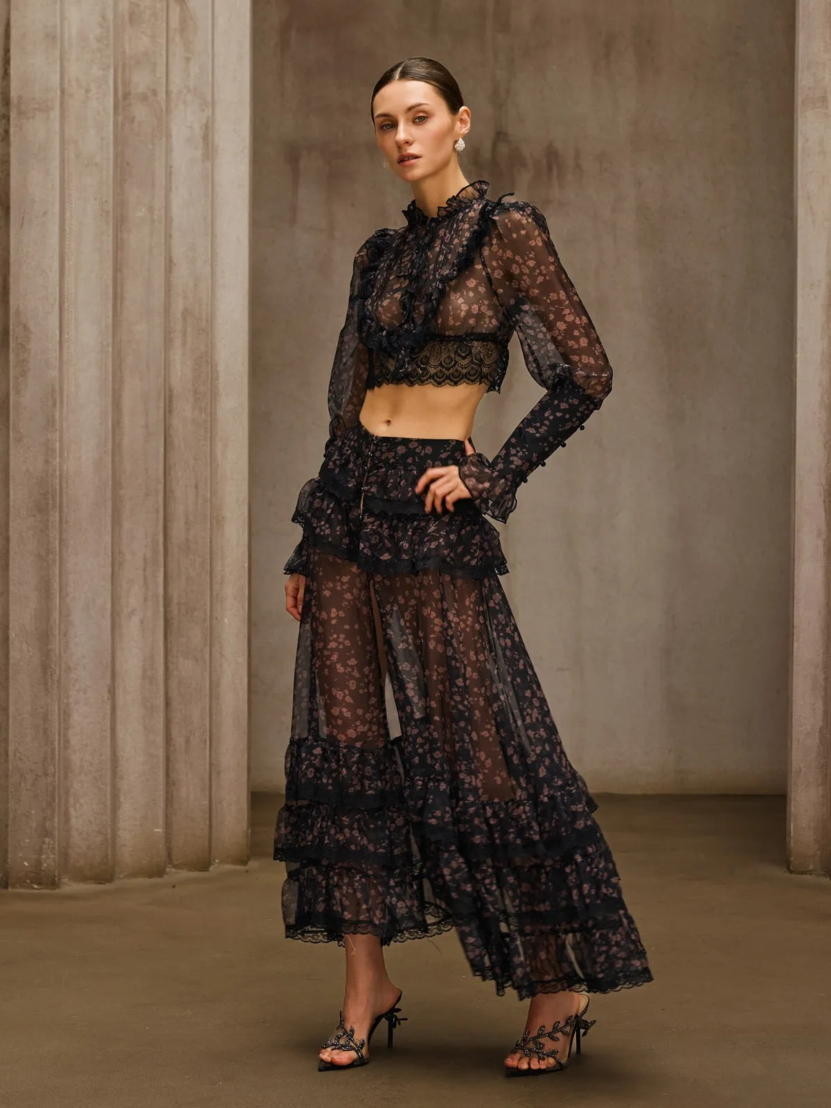 Uvionyx Ruffle Floral Split Skirt Set sold by Mew Mews product image thumbnail 2