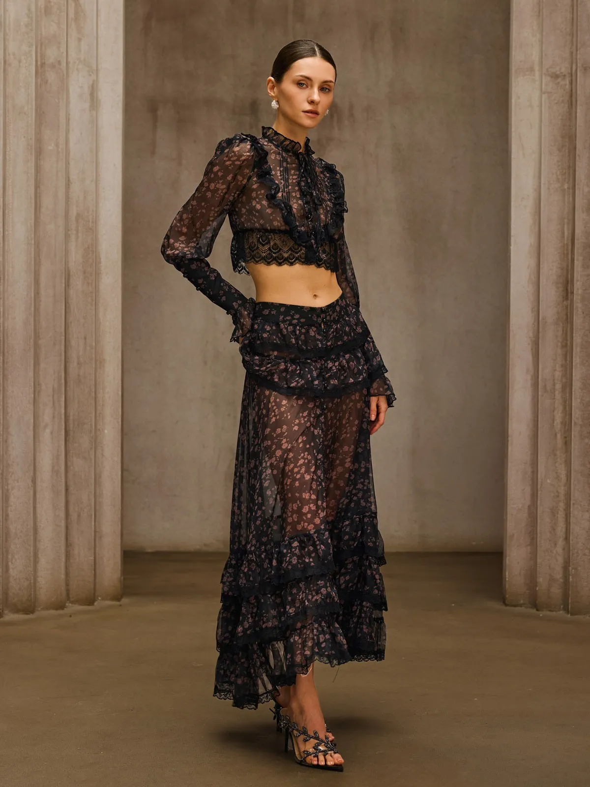Uvionyx Ruffle Floral Split Skirt Set sold by Mew Mews product image thumbnail 5