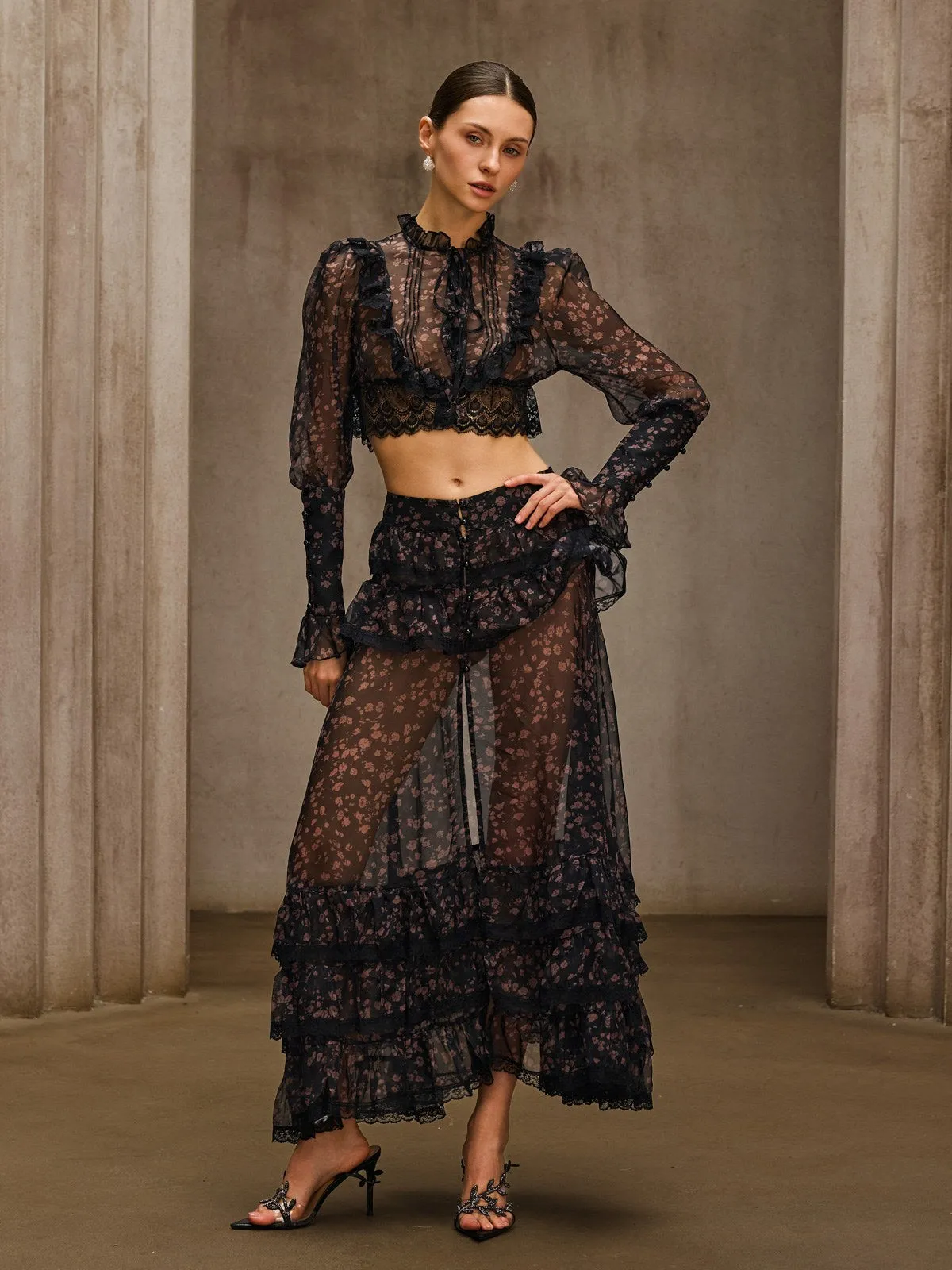 Uvionyx Ruffle Floral Split Skirt Set sold by Mew Mews product image thumbnail 3