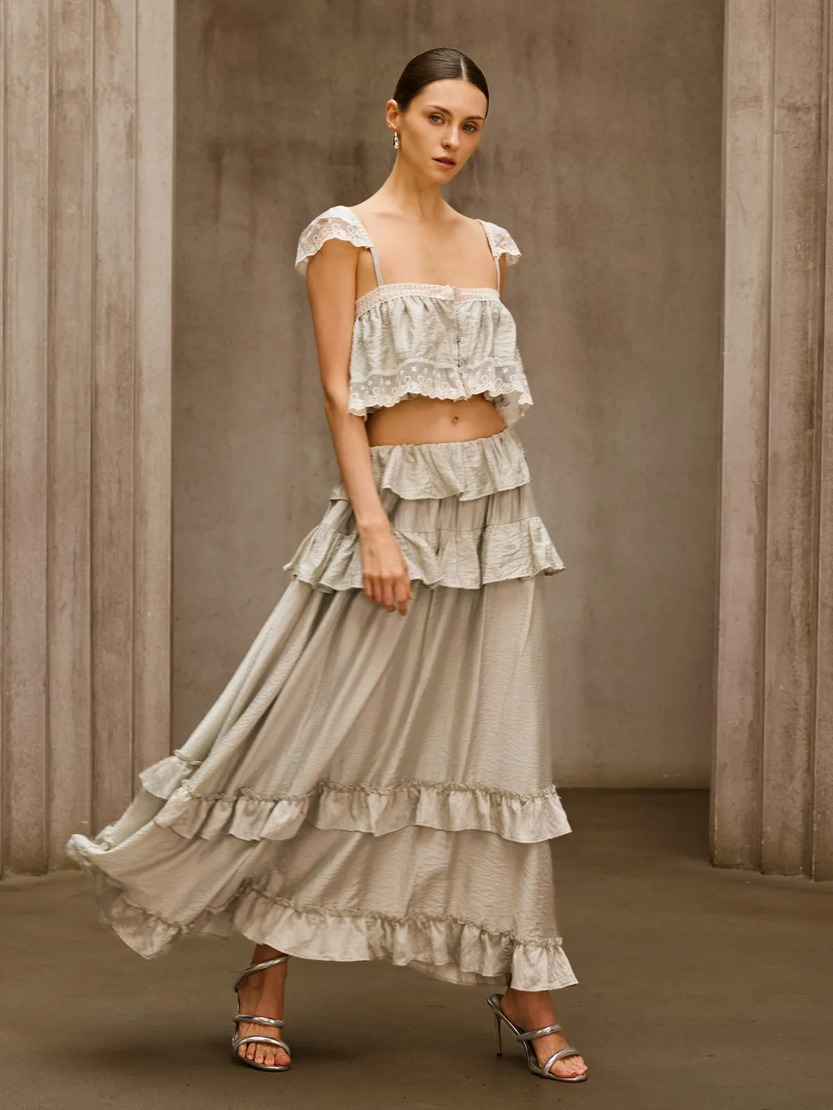 Relythic Ruffle Lace Skirt Set sold by Mew Mews product image thumbnail 5