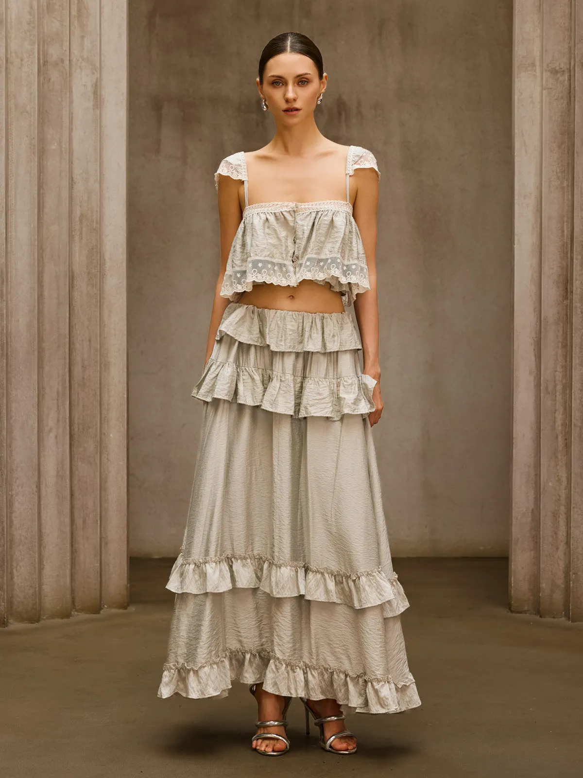 Relythic Ruffle Lace Skirt Set sold by Mew Mews