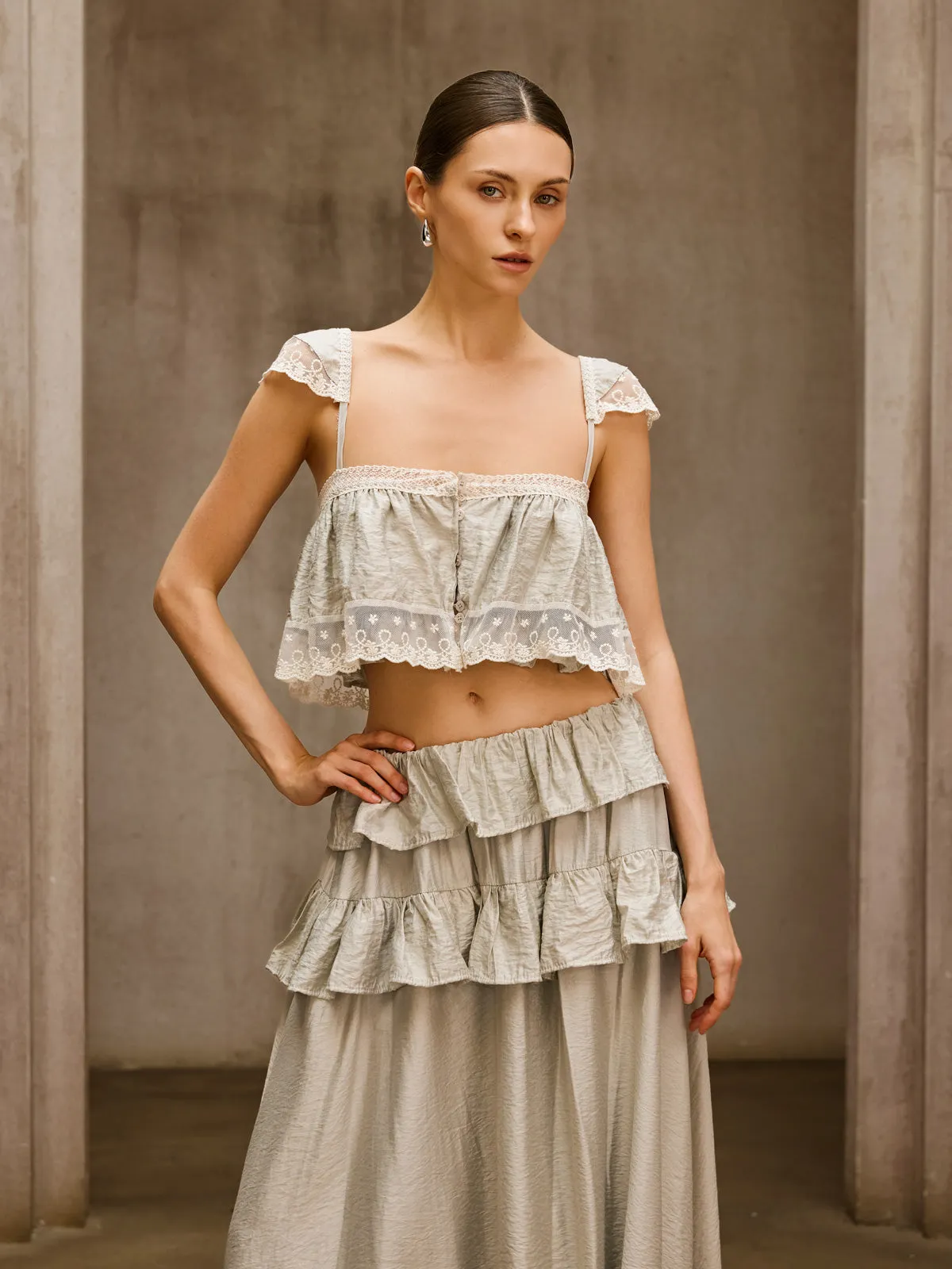 Relythic Ruffle Lace Skirt Set sold by Mew Mews product image thumbnail 4