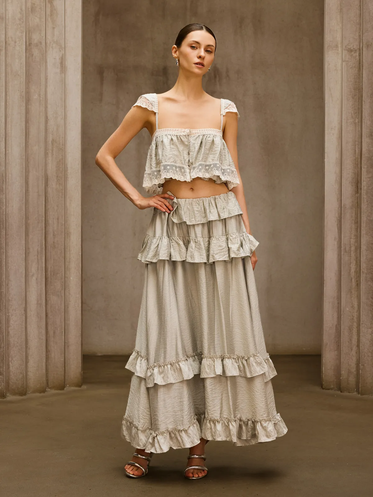 Relythic Ruffle Lace Skirt Set sold by Mew Mews product image thumbnail 3