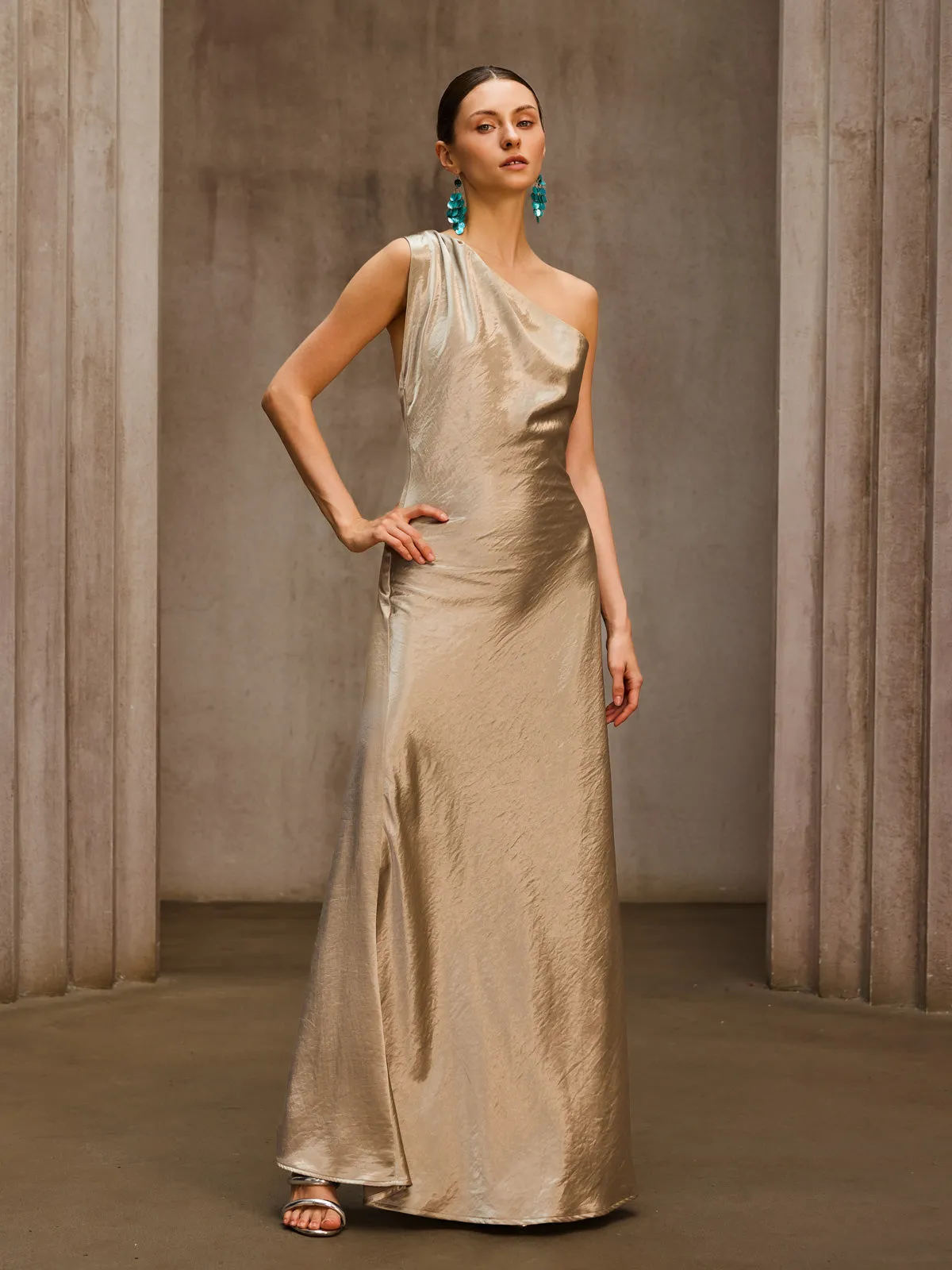 Phaelion One Shoulder Maxi Dress sold by Mew Mews product image thumbnail 2