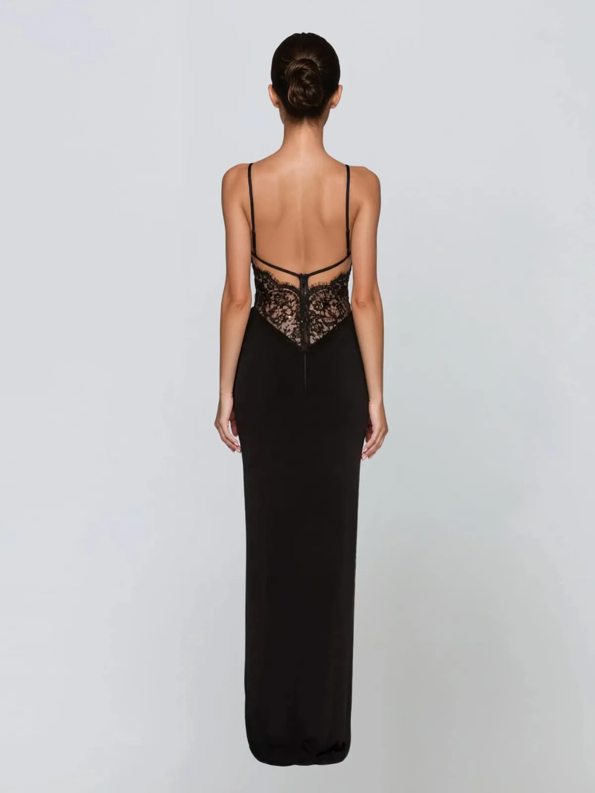 Telyxon Plunge Neck Split Lace Maxi Dress sold by Mew Mews product image thumbnail 3