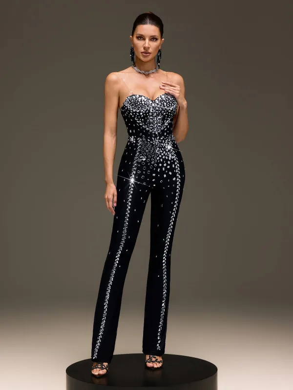Fyrelion Strapless Crystal Jumpsuit made by Mew Mews