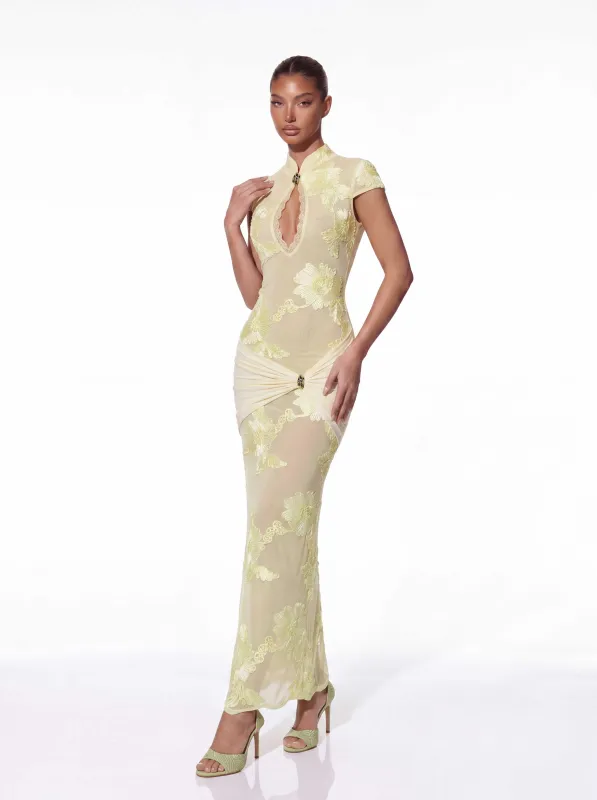 Yarune Cutout Twisted Maxi Dress made by Mew Mews
