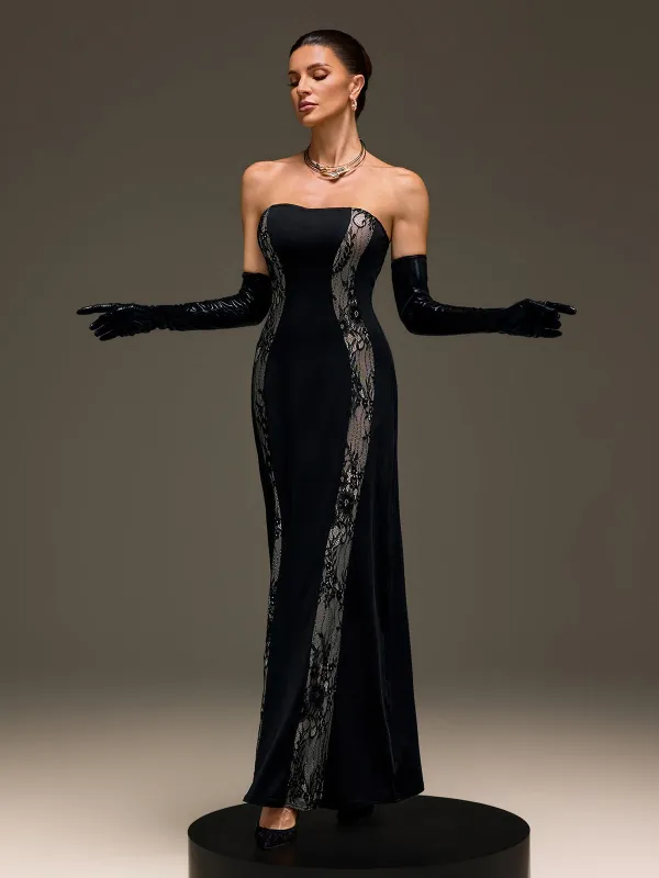 Lennardix Strapless Lace Up Maxi Dress made by Mew Mews