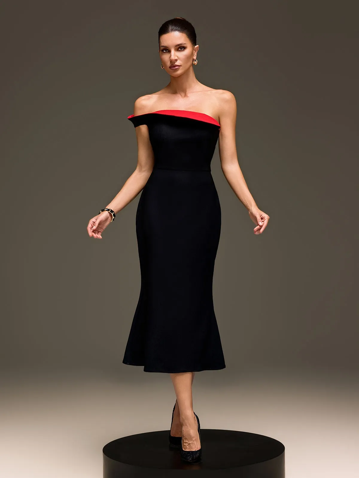 Drynex One Shoulder Red Sole Midi Dress In Black sold by Mew Mews product image thumbnail 4