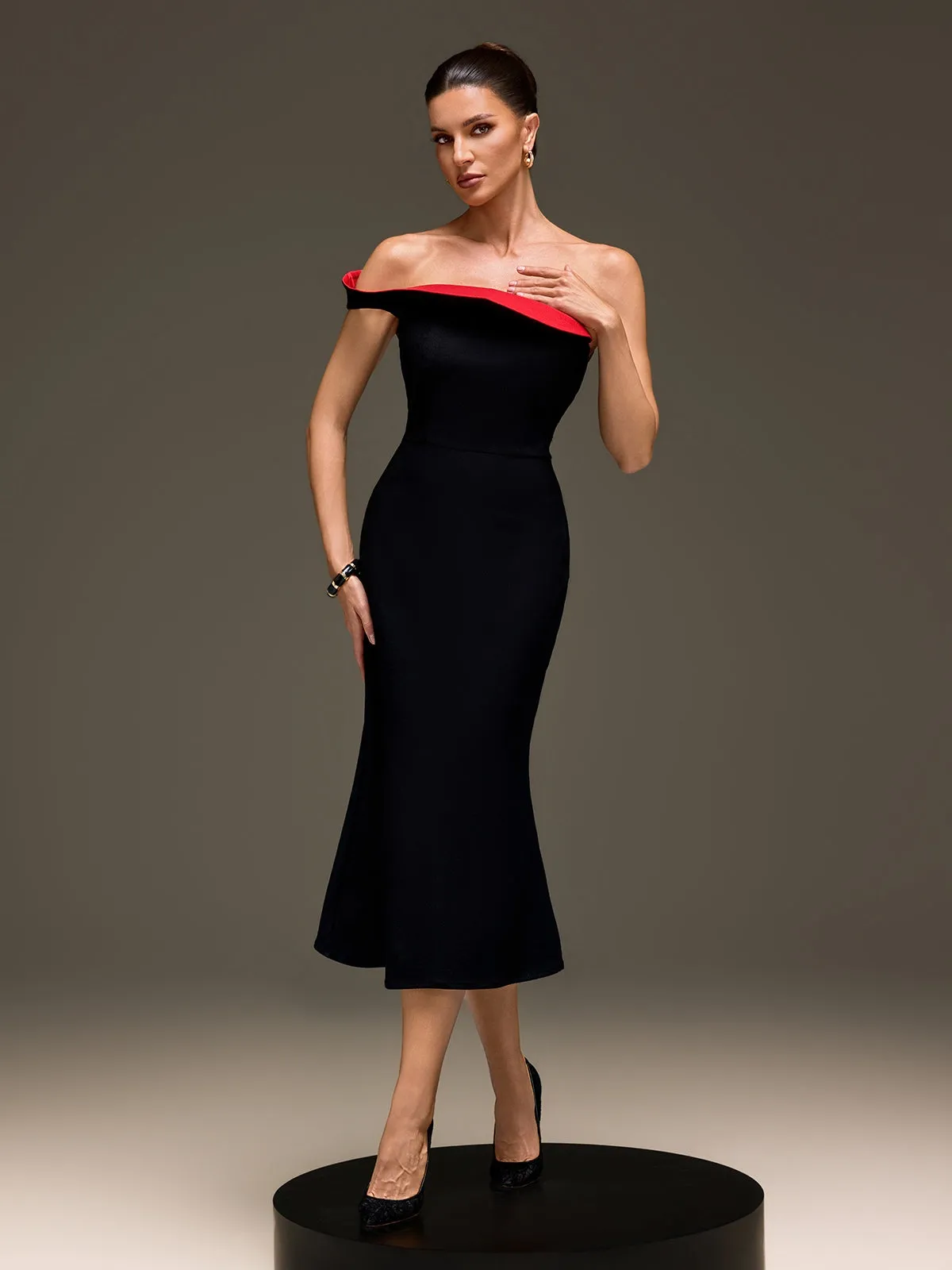 Drynex One Shoulder Red Sole Midi Dress In Black sold by Mew Mews product image thumbnail 2