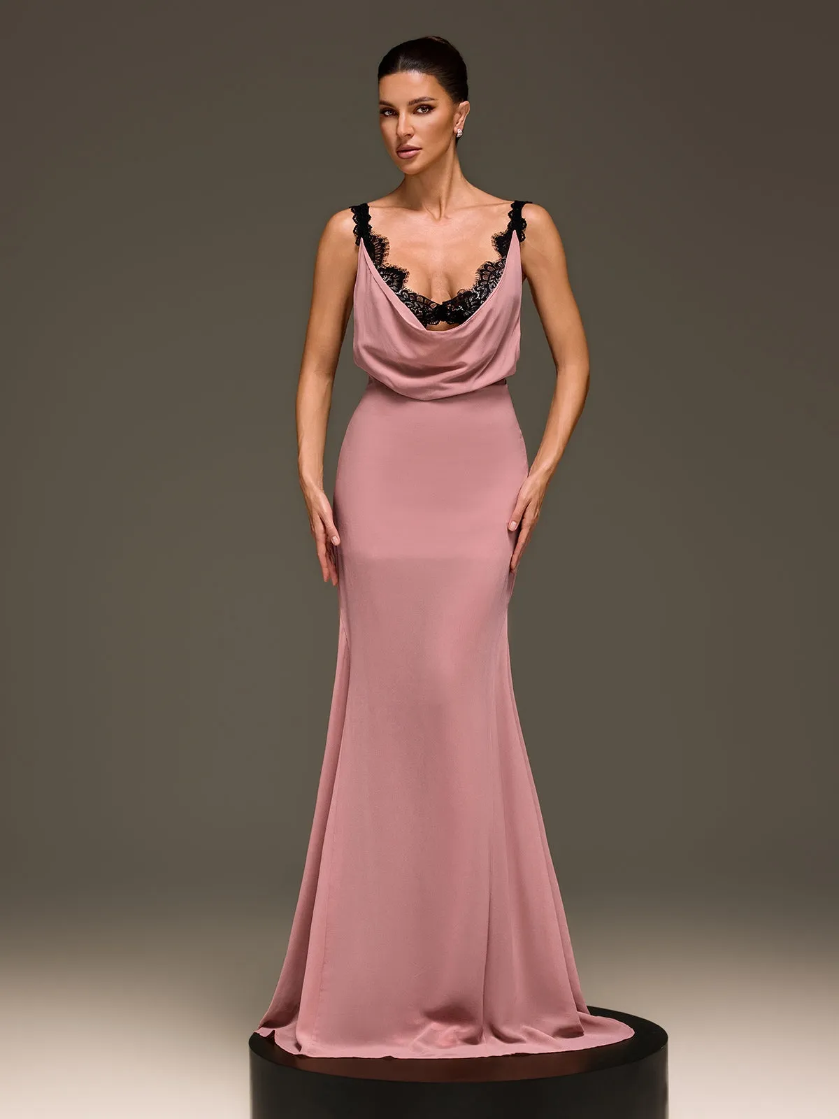Ilmaro Cowl Neck Lace Maxi Dress sold by Mew Mews product image thumbnail 3