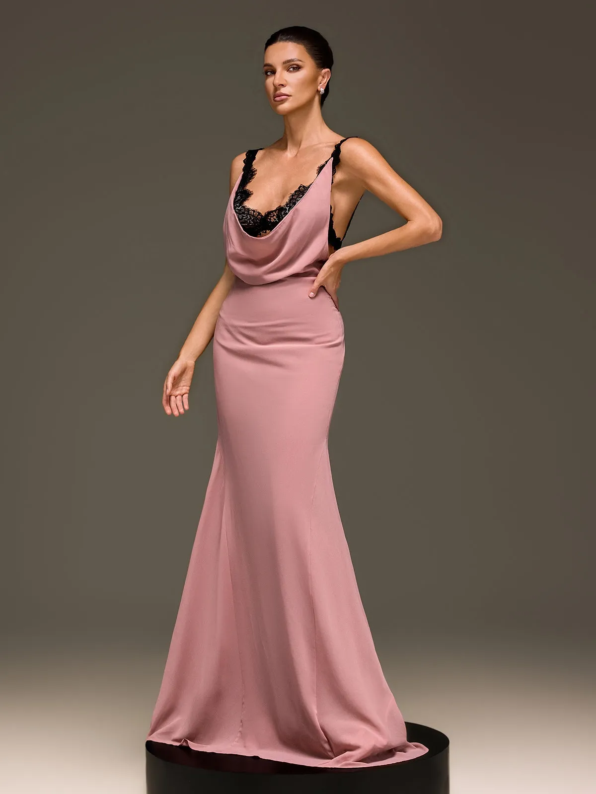 Ilmaro Cowl Neck Lace Maxi Dress sold by Mew Mews product image thumbnail 4