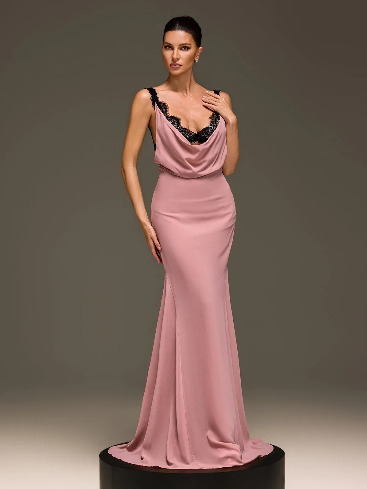 Ilmaro Cowl Neck Lace Maxi Dress sold by Mew Mews product image thumbnail 5