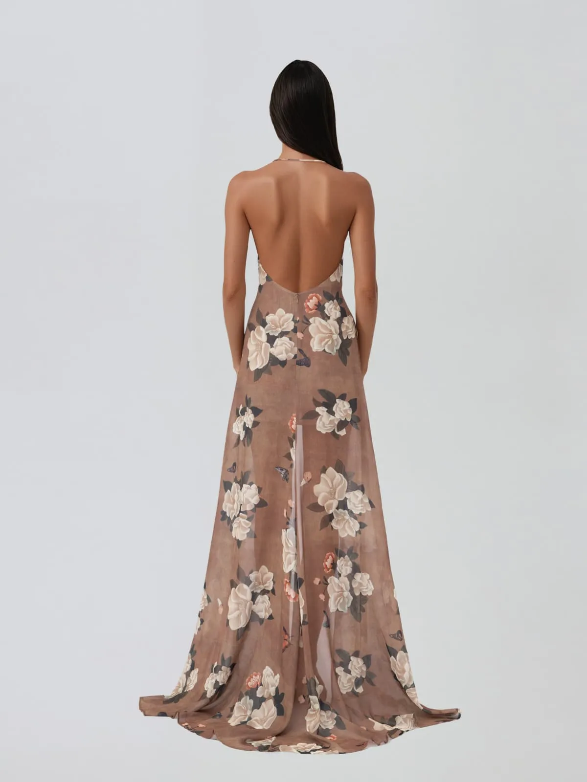 Yavira Cowl Neck Floral Split Maxi Dress sold by Mew Mews product image thumbnail 4