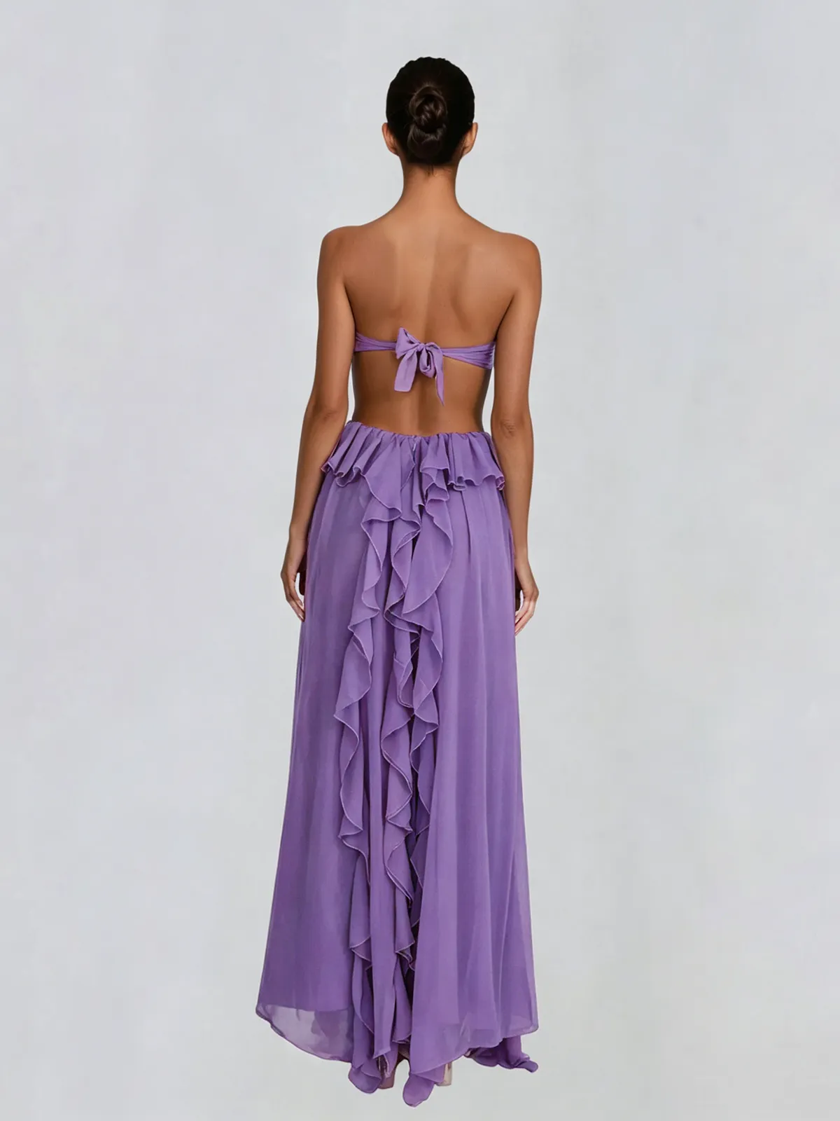 Fyntrix Strapless Ruffle Maxi Dress In Lilac sold by Mew Mews product image thumbnail 5