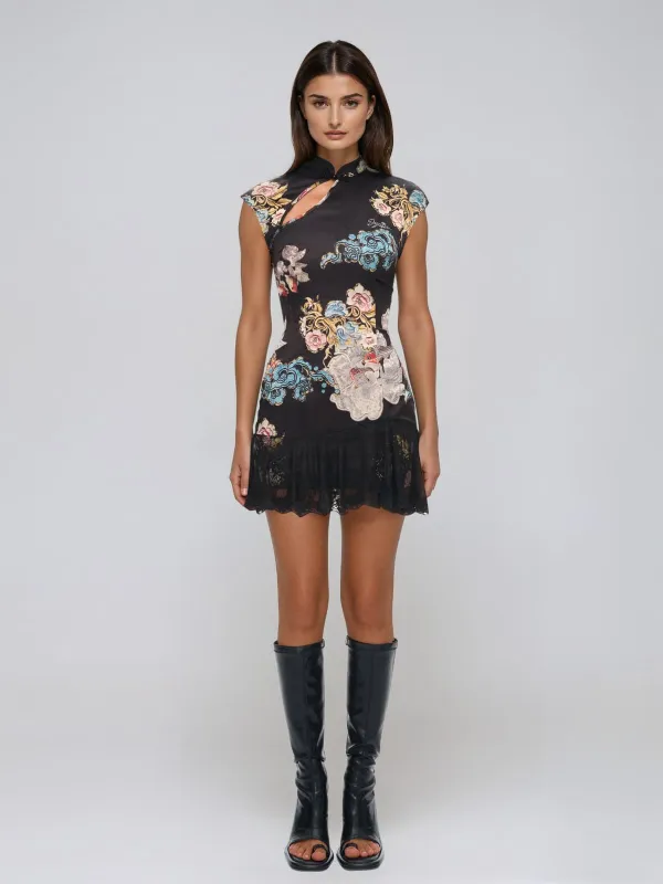 Tyveris Floral Lace Mini Dress made by Mew Mews