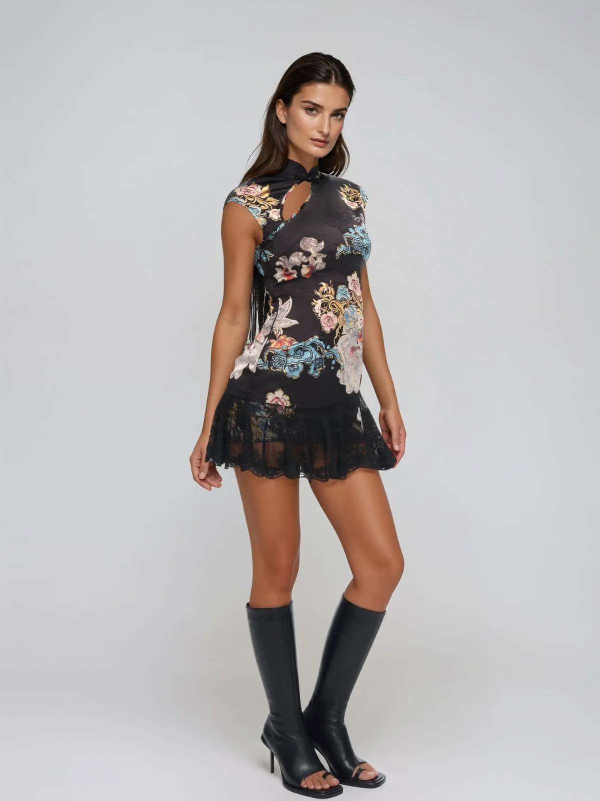 Tyveris Floral Lace Mini Dress sold by Mew Mews product image thumbnail 5