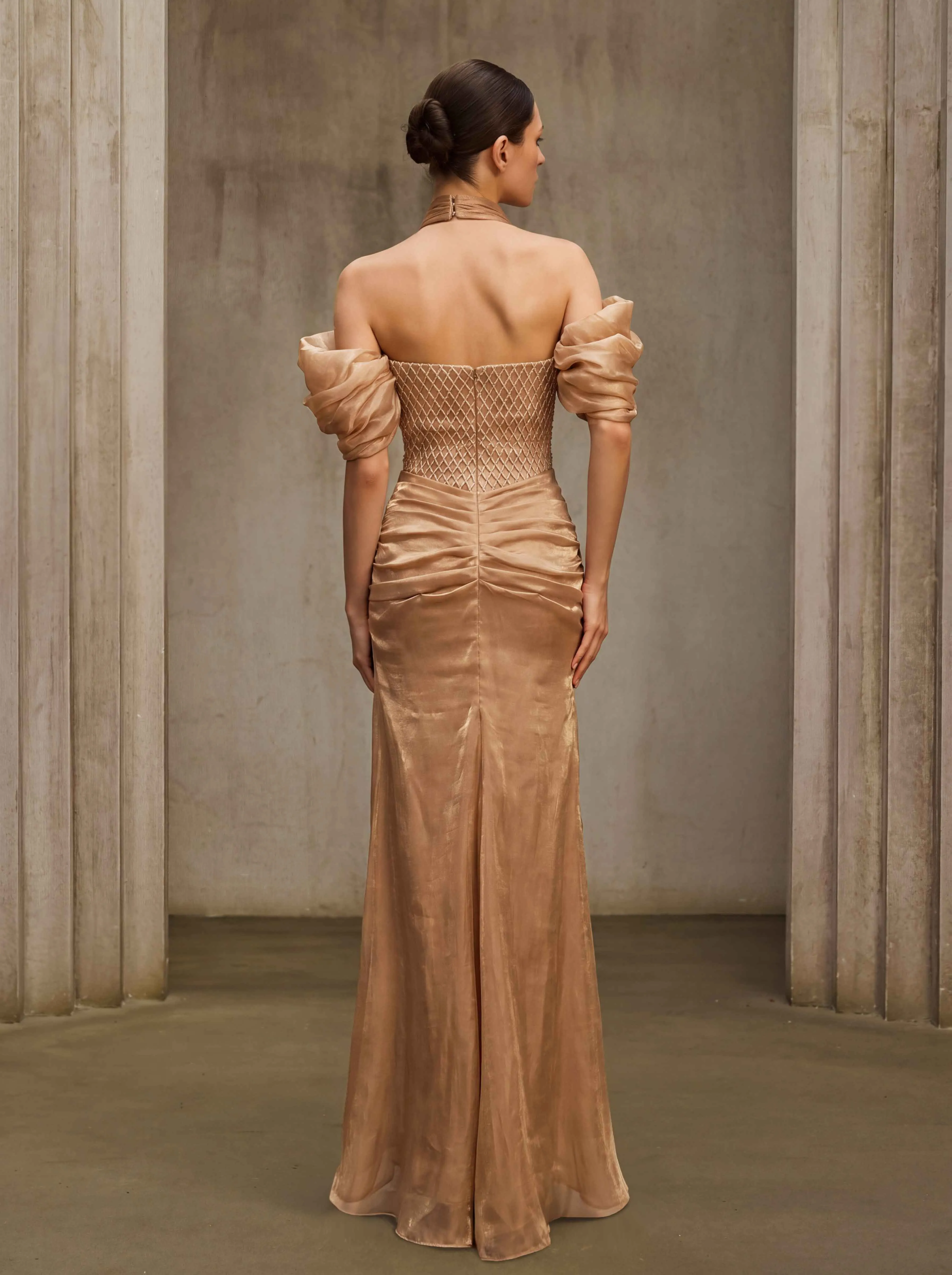 Quorvelis Halterneck Ruched Maxi Dress sold by Mew Mews product image thumbnail 3