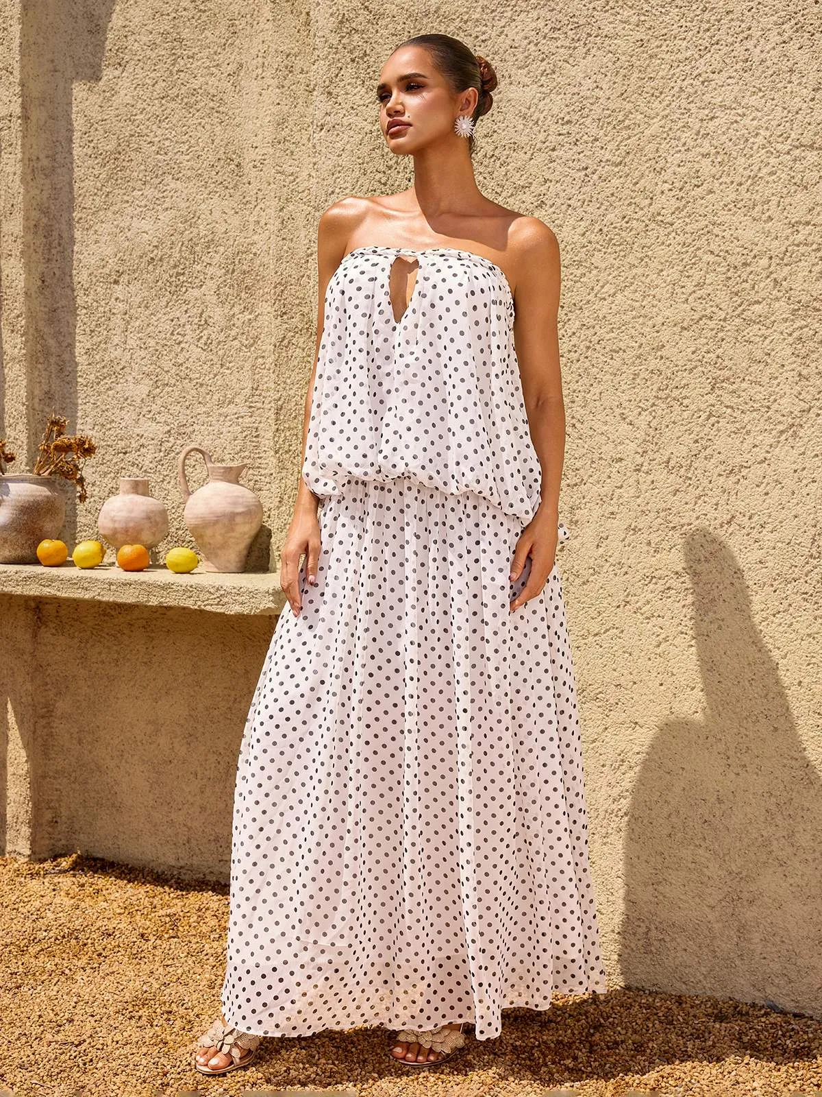Quorvane Strapless Dot Maxi Dress sold by Mew Mews product image thumbnail 5