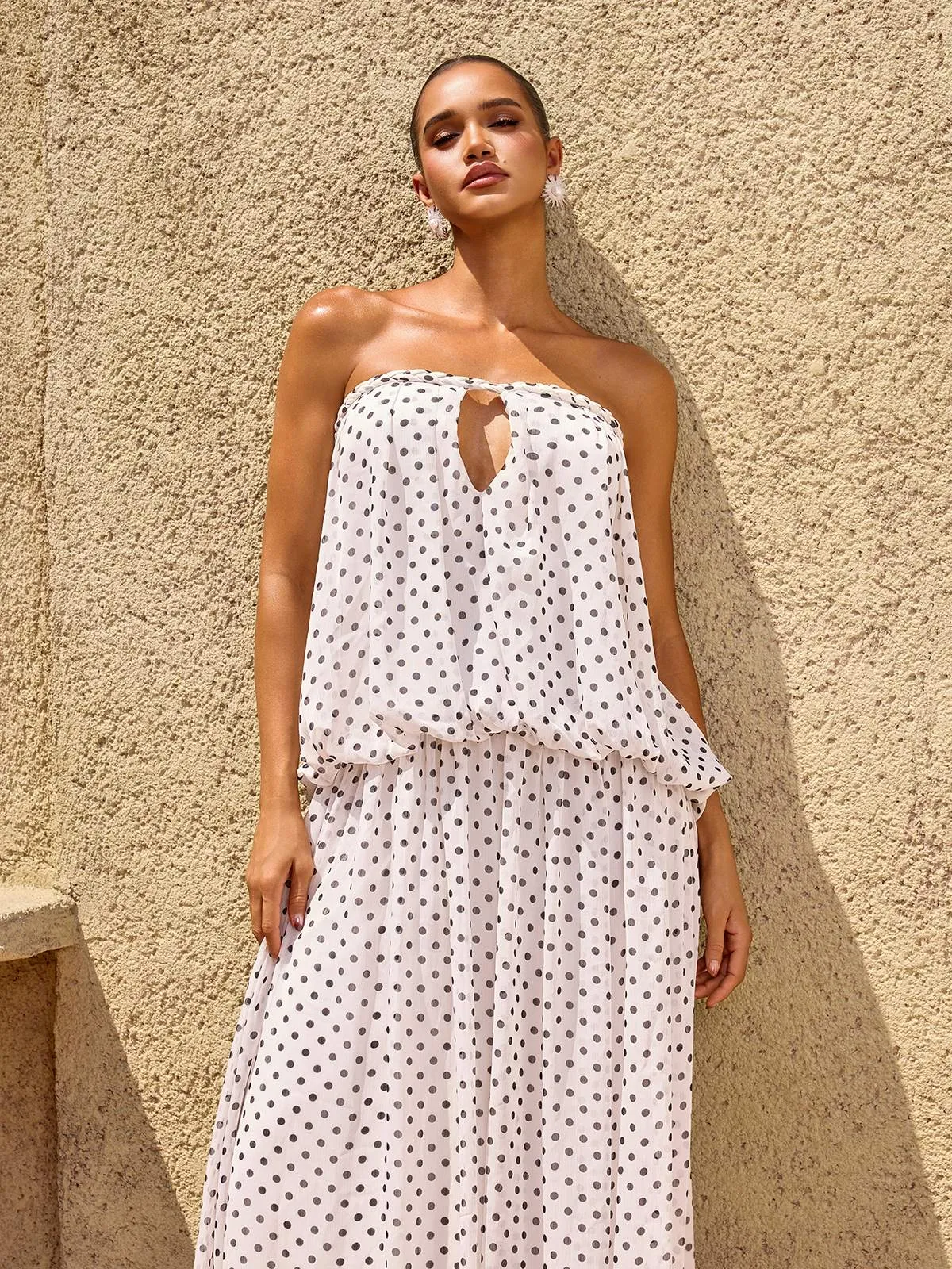 Quorvane Strapless Dot Maxi Dress sold by Mew Mews product image thumbnail 3
