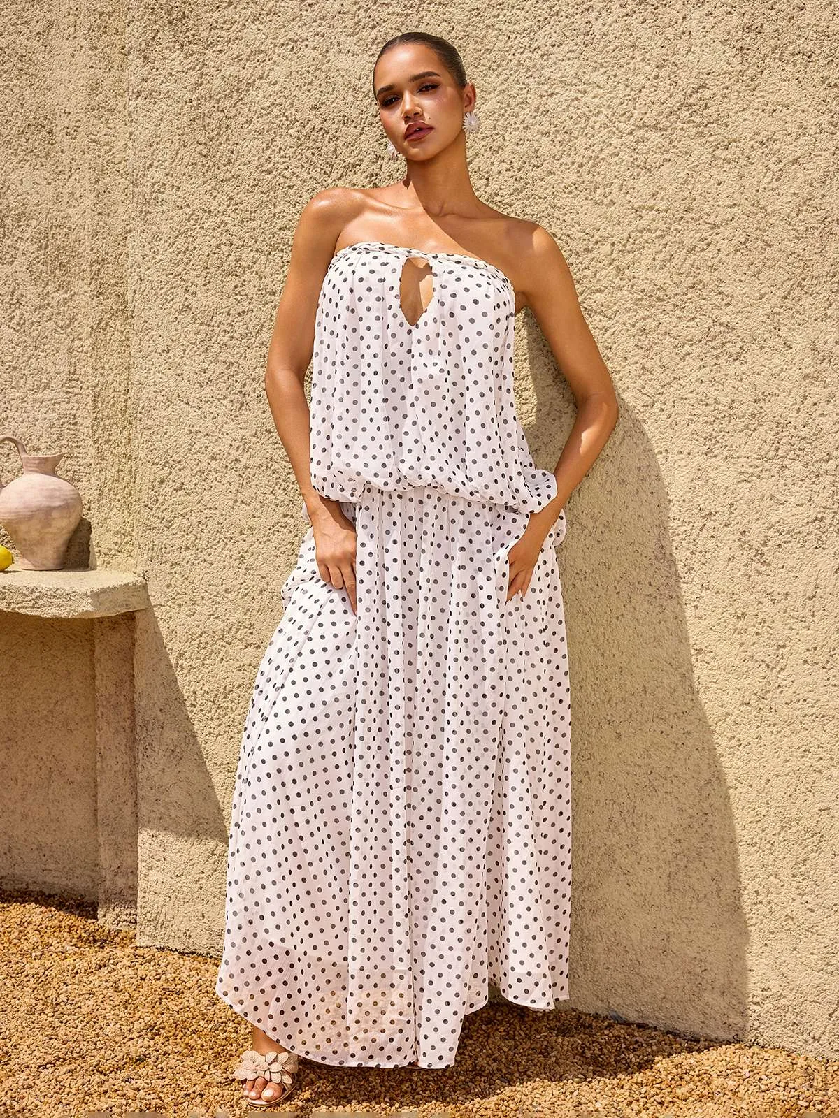 Quorvane Strapless Dot Maxi Dress sold by Mew Mews product image thumbnail 2