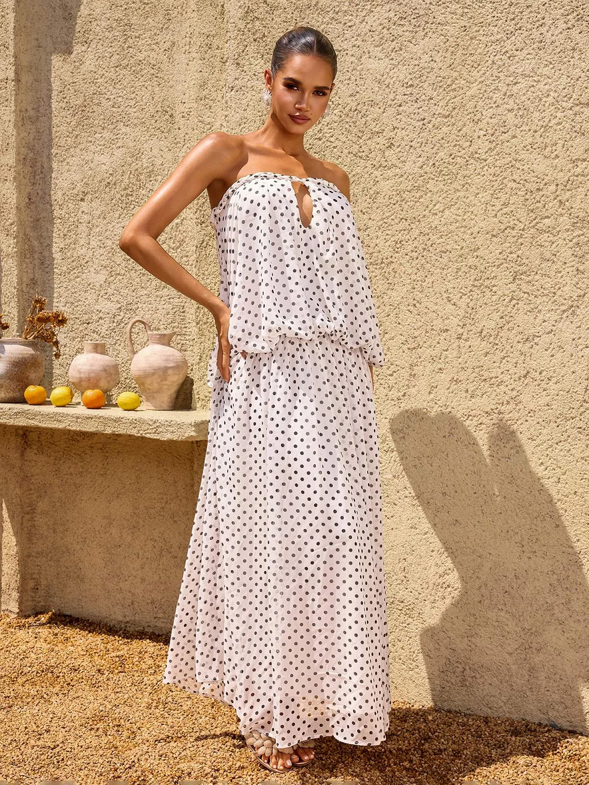 Quorvane Strapless Dot Maxi Dress sold by Mew Mews product image thumbnail 4