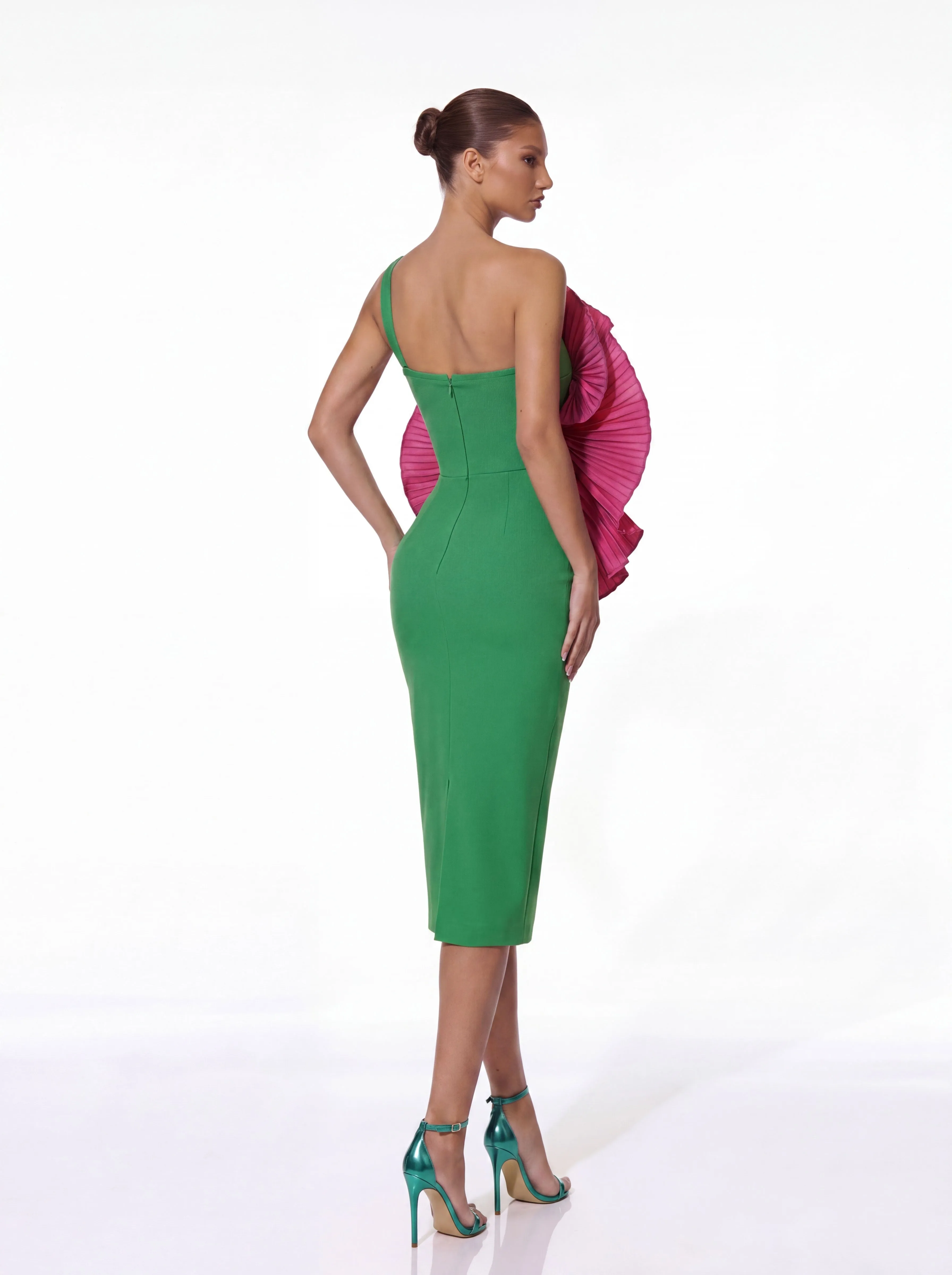 Helioric One Shoulder Flower Crystal Midi Dress sold by Mew Mews product image thumbnail 3